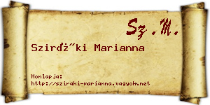 Sziráki Marianna névjegykártya